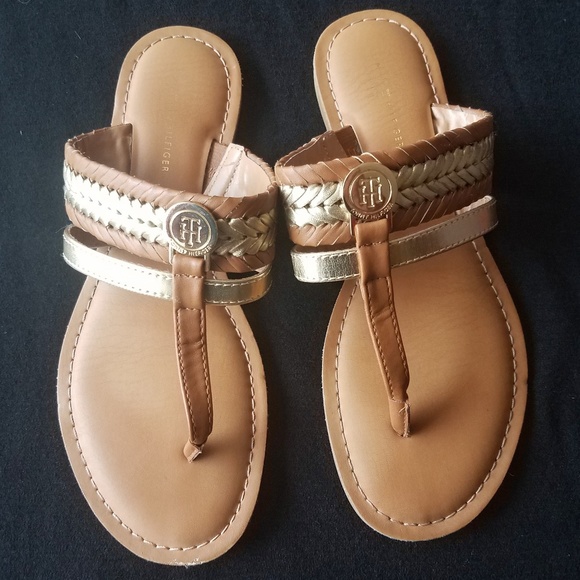 Tommy Hilfiger Shoes - TOMMY HILFIGHER Brown & Gold Sandals